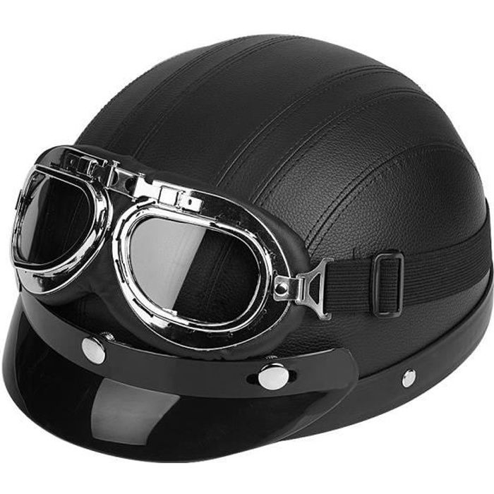 Casque de Moto Scooter Demi Cuir