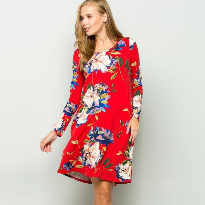 robe rouge droite fluide