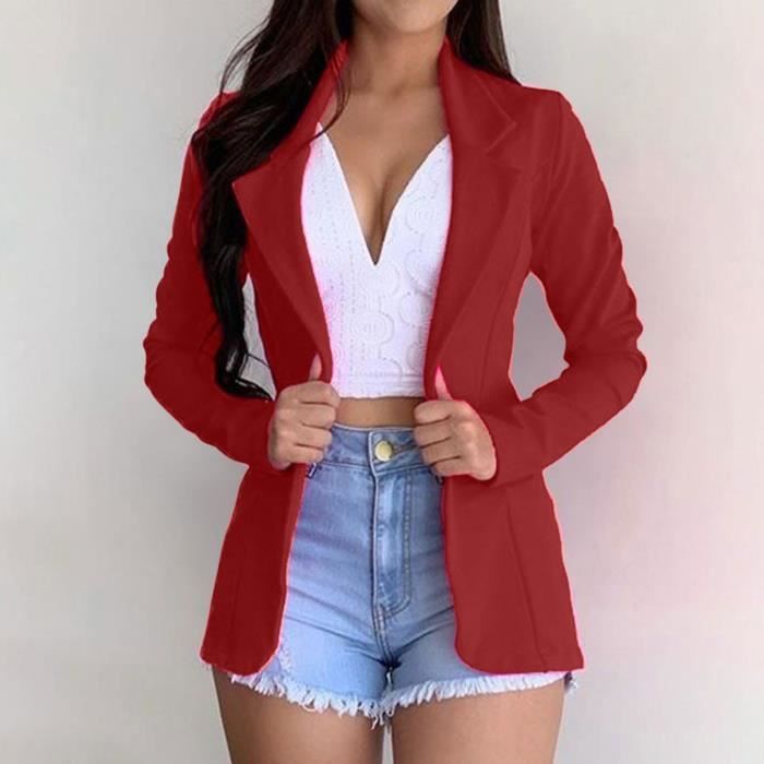 Blazer Femme Allegra K En Velours - Col Cranté, Manches Longues, Un Bouton - Pour Bureau, Tenue Habillée