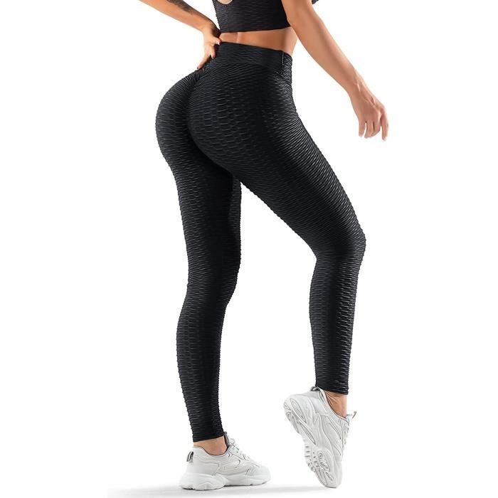 Femmes taille haute sexy Skinny Leggings Sport Push Up Pantalon de yoga  Noir Noir - Cdiscount Sport