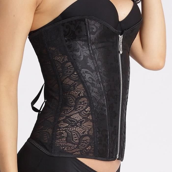Corset Femme Avec Baleines - Bustier Serre-Taille En Satin à Volants Dentelle - Style Gothique Médiéval Pour Halloween, Soirée, Déguisement