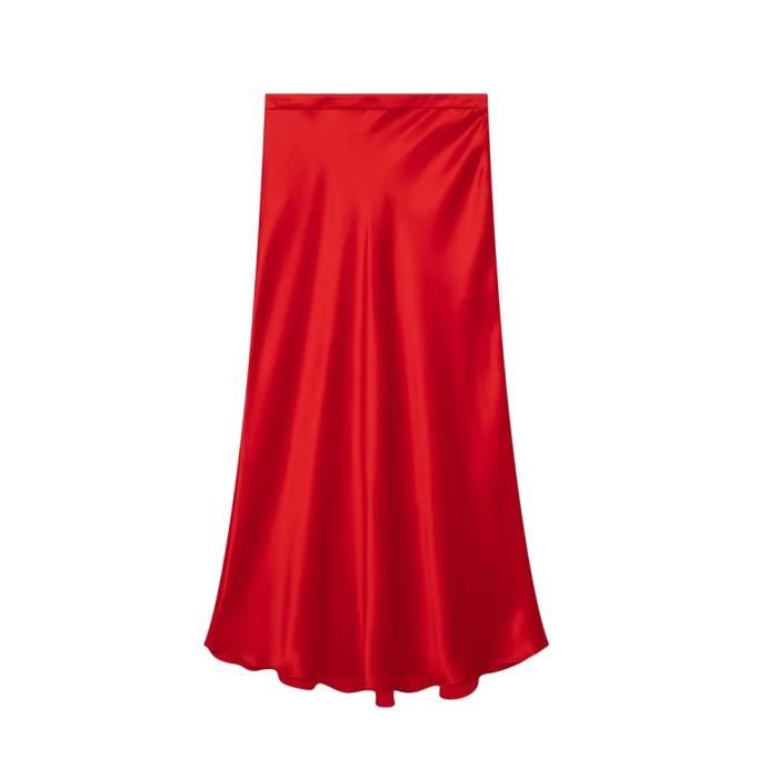 Jupes Femmes - TRAF Midi rouge en Satin - FR41Ro Rose - Cdiscount Prêt ...