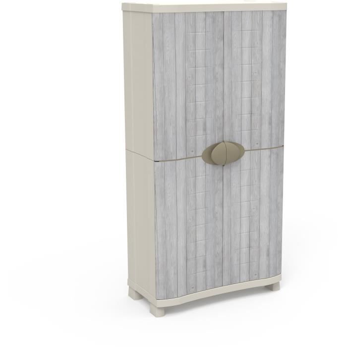 Armoire - PLASTIKEN - Space-saver - 90 cm - 4 étagères - Blanc/gris