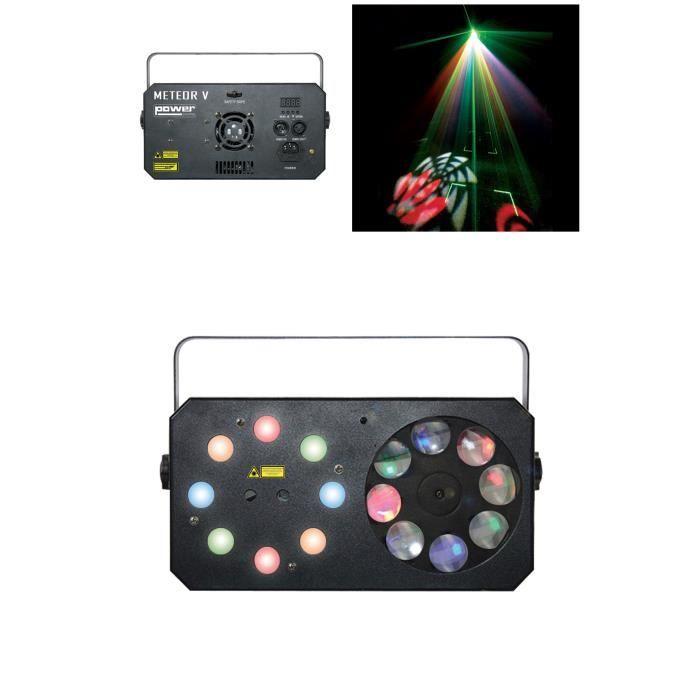 Jeu de lumière 3 en 1 - Strobe - Flower LEDs RGBW - Laser VERT
