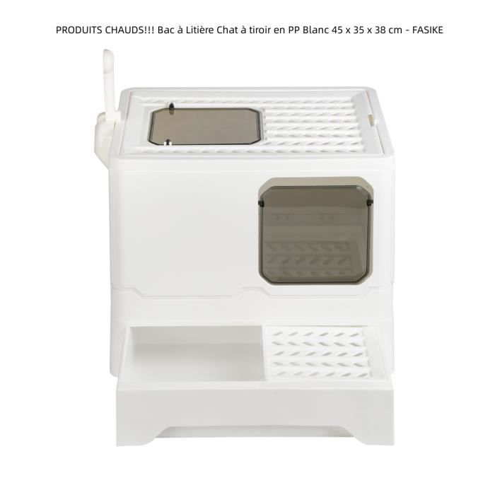 Comparer les prix de Bac à Litière Chat - FASIKE - Blanc - Moyen - 45 x 35 x 38 cm