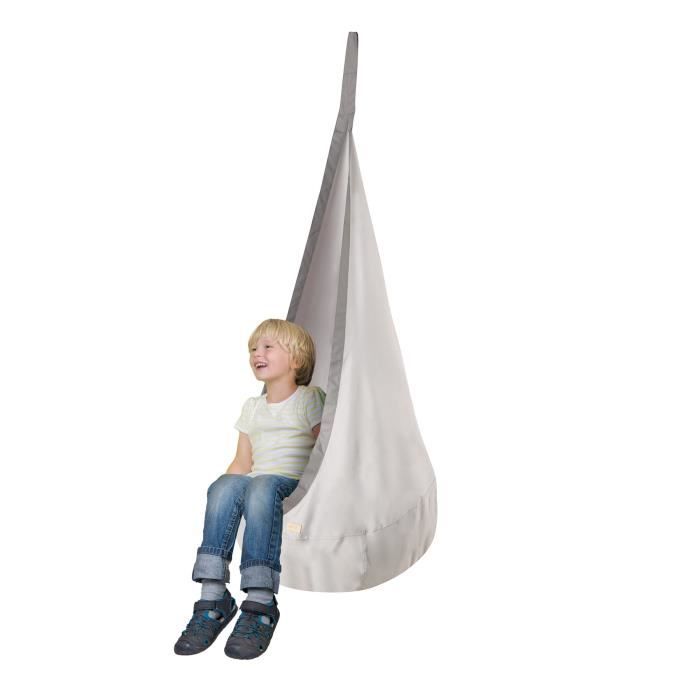 ROBA Hamac Enfant avec Coussin Gonflable 70 x 160 cm - Chaise Suspendue Intérieur et Extérieur - Gris