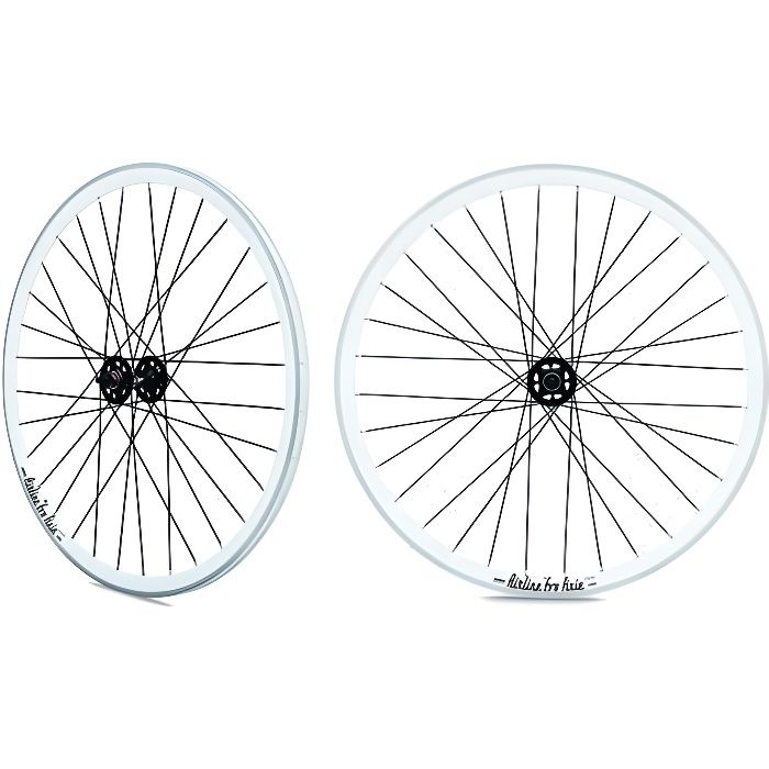 Roue arrière fixie RODI - jante blanche et moyeu noir - pour vélo fixie - mixte - adulte