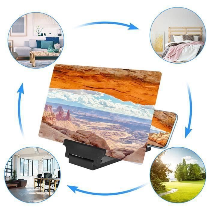 DSDD Amplificateur D'écran De Téléphone Portable Haute Définition De 12 Pouces Avec Support De Bureau De Téléphone Pliant Grossissant Pour Amplificateur De Téléphone De Jeu De Film