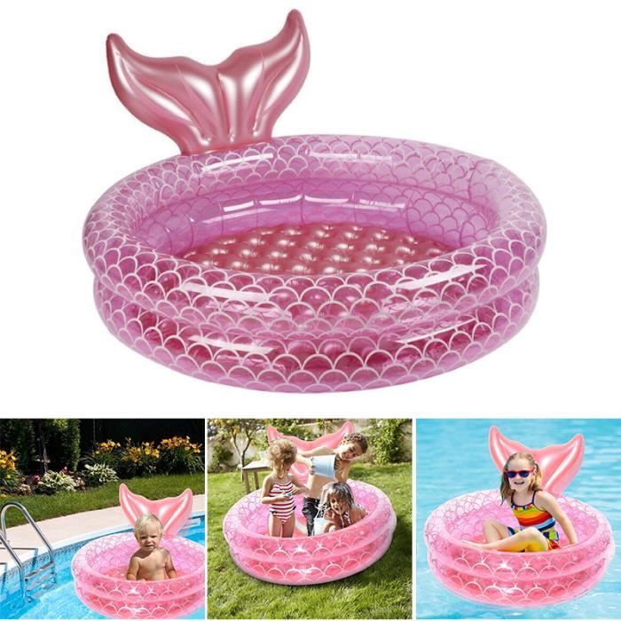Piscine Gonflable Enfant Satiskid 90 X 30 Cm - 3 Anneaux, Fond à Bulles, PVC, Jeux D'eau été