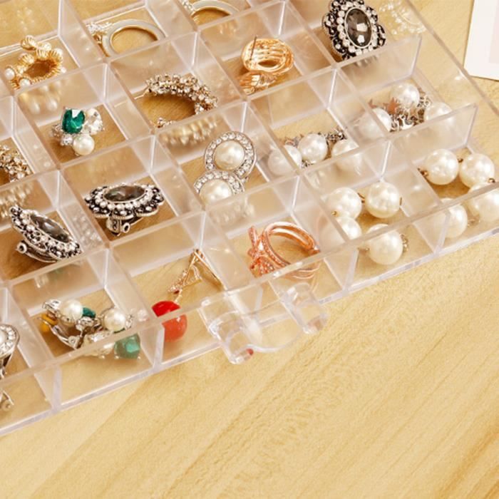 Boîte De Rangement Transparente Avec 24 Compartiments - Idéale Pour Bijoux, Perles, Médicaments Ou Petits Objets