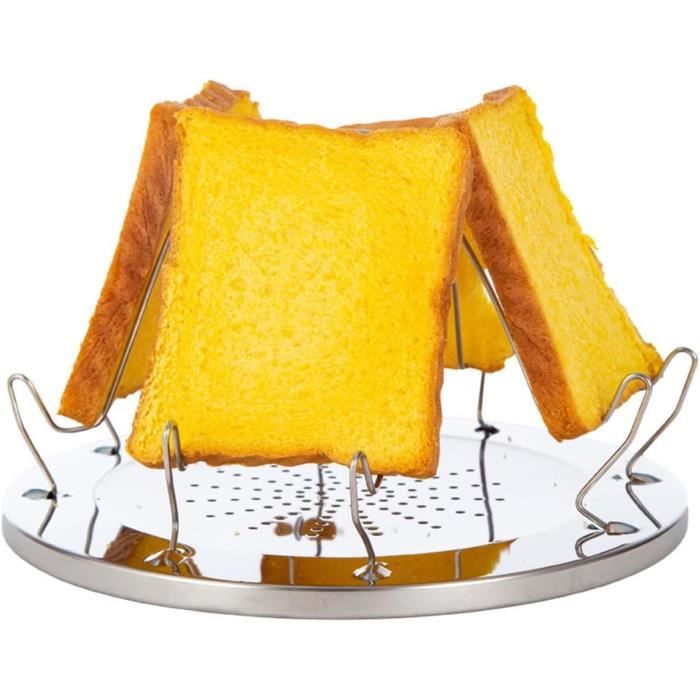 Grille-Pain de Camping Avec Support Pliable, Porte-Toast Pliable en Acier Inoxydable, Plateau