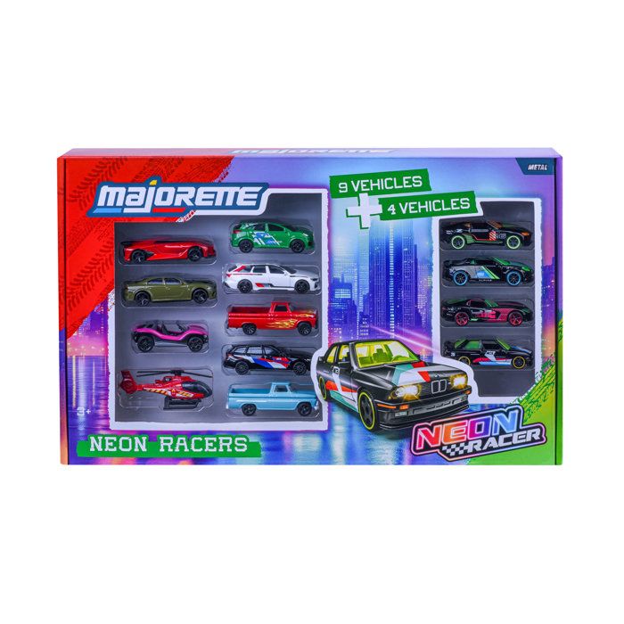 Coffret 13 véhicules 164 MAJORETTE SL Neon Racer métal couleurs néon - vue 2