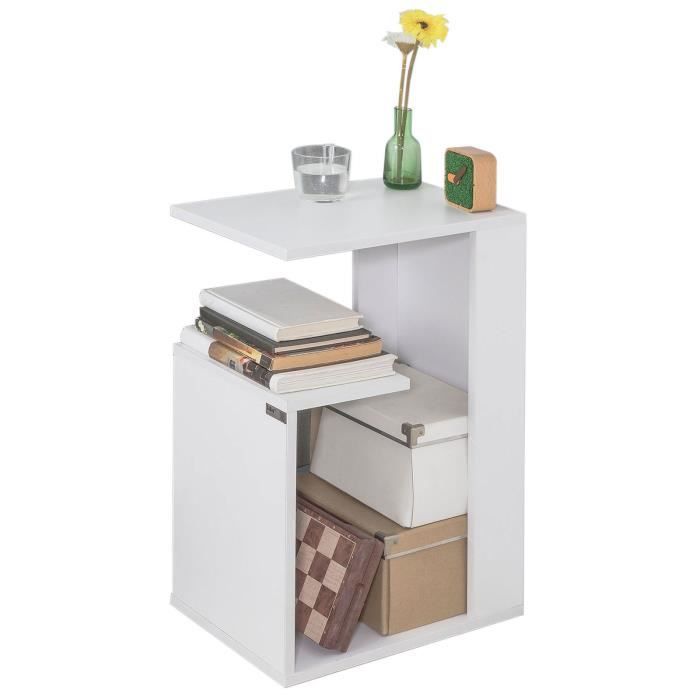 table d'appoint sobuy fbt69-w - blanc - porte-magazines et rangement pratique