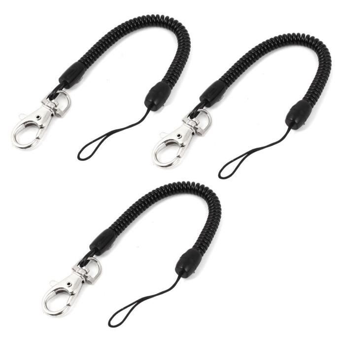 Mousqueton Noir Ressort Bobine Cordon extensible Sangle Porte-cles Corde porte-cles SODIAL R