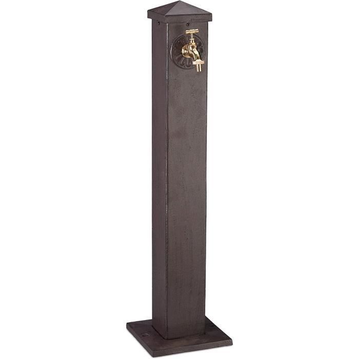 Colonne d'eau de jardin carrée en acier inoxydable 304, distributeur d'eau antigel extérieur avec robinet, pour irrigation et lavage de jardin (noir) (hauteur : 95 cm