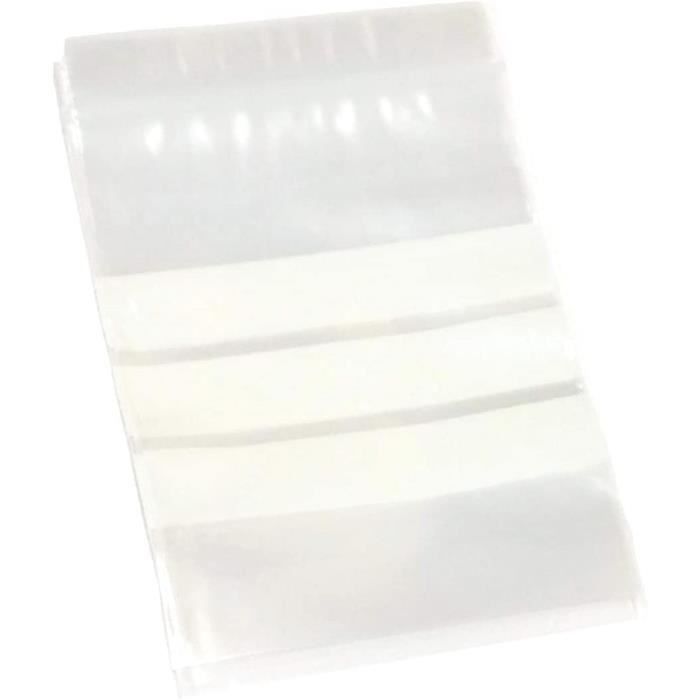 Lot de 100 grands sachets refermables en plastique transparent avec