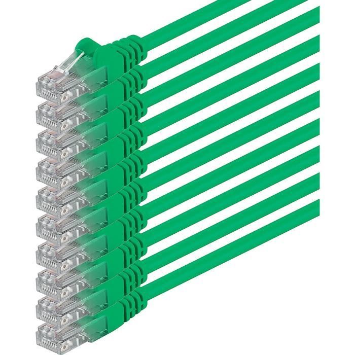 0,5m Cat 6 Câble Réseau Cat6 LAN RJ45 8P8C 1Gbps Vert 10 pièces468 Cdiscount