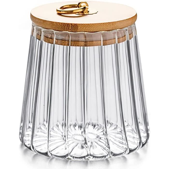Bocal Hermétique En Verre FANTESTICRYAN 1600 Ml - Forme Pétale, Couvercle Bambou Et Métal