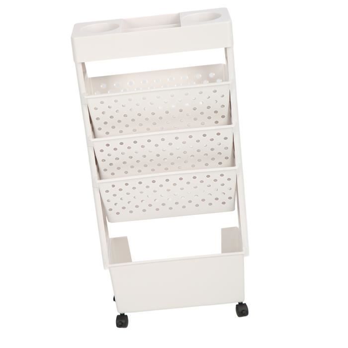 Bibliothèque Mobile à Roulettes 5 étagères - Dimensions 78,5x39,5x12 Cm - Plastique Durable, Pliable - Pour Classe, Salon, Rangement Livres