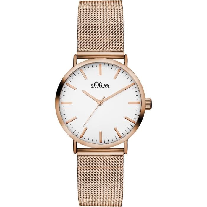 Montre à quartz en acier inoxydable - Doré rose main image 1