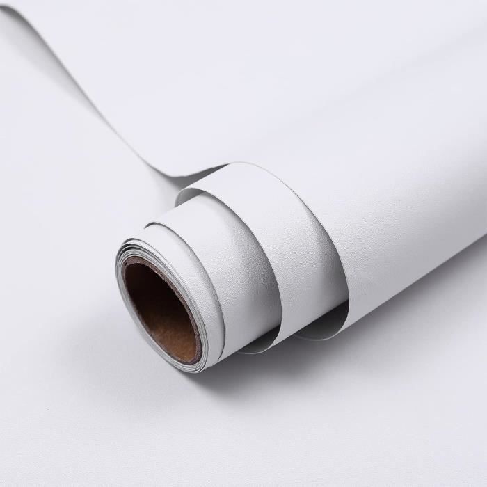 Papier Adhésif Meuble 40cm X 10m - Blanc Brillant, Vinyle Imperméable