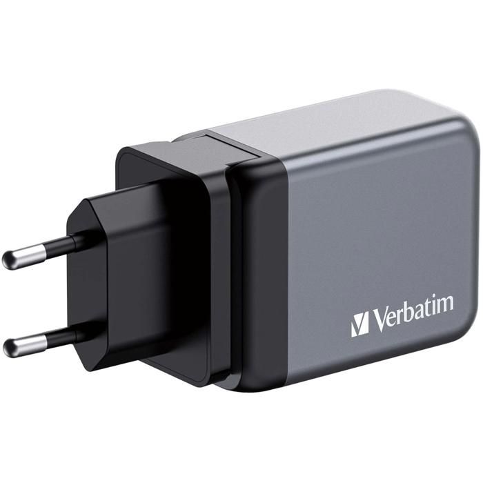 Verbatim Adaptateur secteur GaN CA 100 240 V 65 Watt connecteurs de sortie : 3