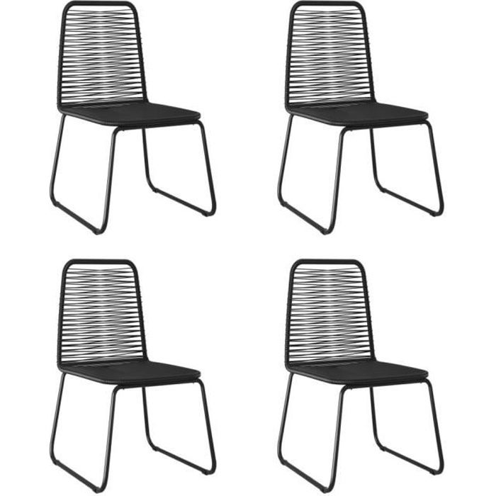 Ensemble de 4 chaises d'extérieur en résine tressée noire - VidaXL