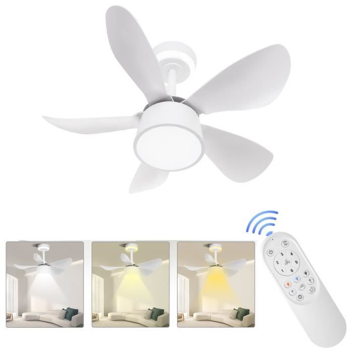 Ventilateur de plafond 25W Télécommande Willonin® 5 pales 6 vitesses Lumière réglable 79x40cm - Willonin