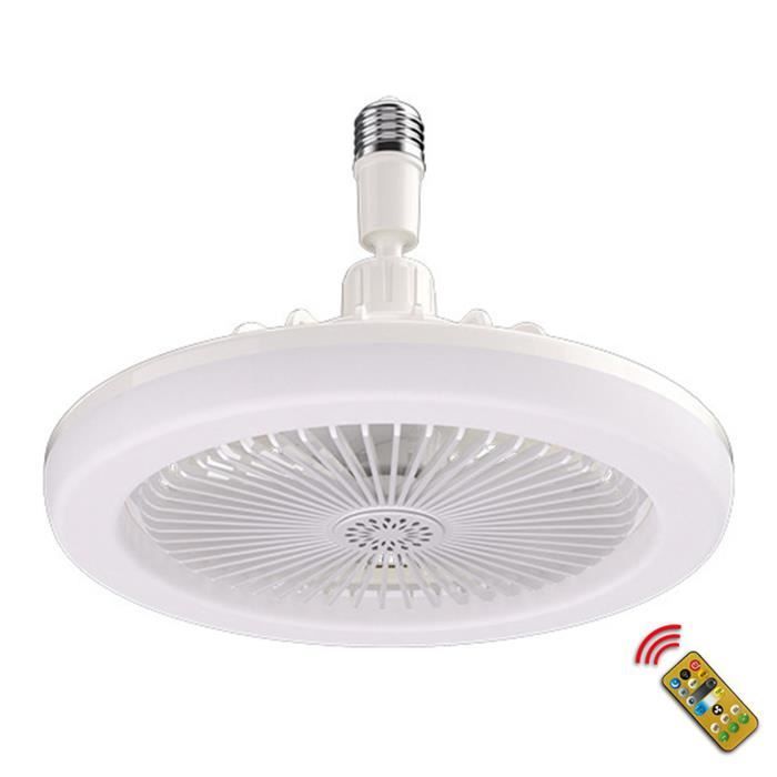 Ventilateur de plafond LED télécommande réglable à vitesse de gradation en continue E27 -Blanc - Wirlsweal