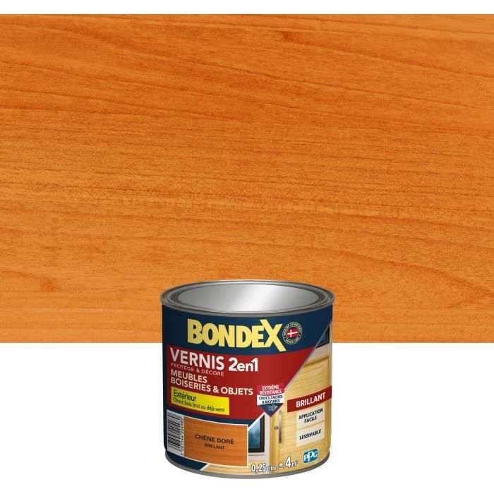 BONDEX Vernis à bois intérieur et extérieur - Chene doré brillant