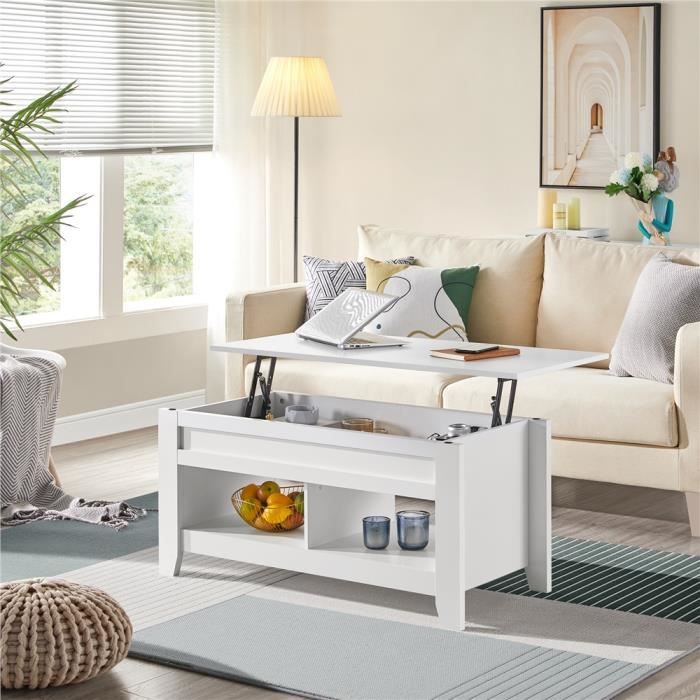 Yaheetech Table Basse avec Plateau Relevable Table de salon avec Étagère et 2 Compartiements 104 x 49 x 49 cm Salon Chambre Yaheetech Table Basse avec Plateau Relevable Table de salon avec Étagère et 2 Compartiements 104 x 49 x 49 cm Salon Chambre