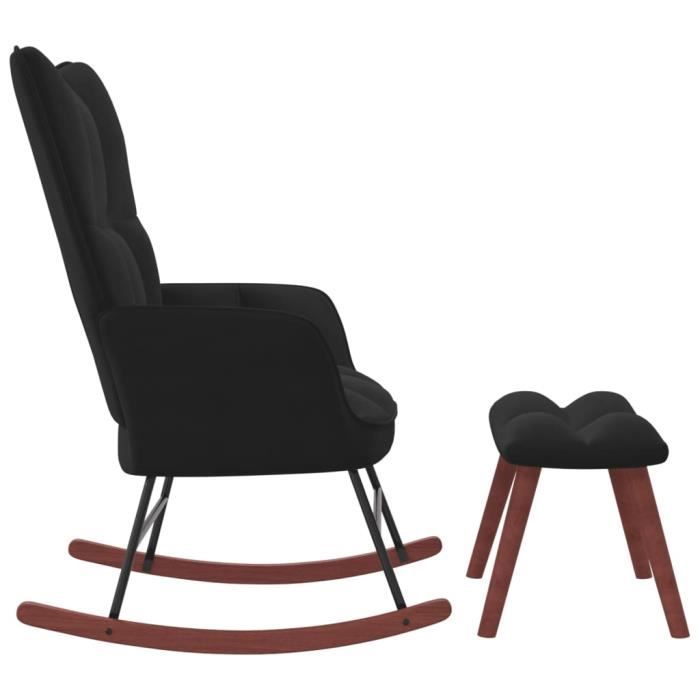 yosoo fauteuils à bascule - chaise à bascule avec repose-pied noir velours - yos7734920160980 - fhe