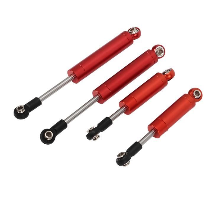 RCAWD Lot De 4 Amortisseurs Double Longue Course En Alliage Avant/arrière Et 4 Liaisons Pour Fms Eazyrc Roc Hobby Fcx24 1-24 Et 1-18 Crawlers (rouge