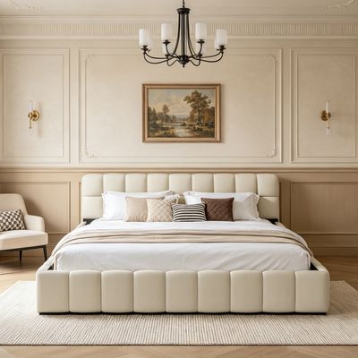 Lit Capitonné 160x200 Cm YCYDHDM - Tête De Lit Rembourrée, Style Chesterfield