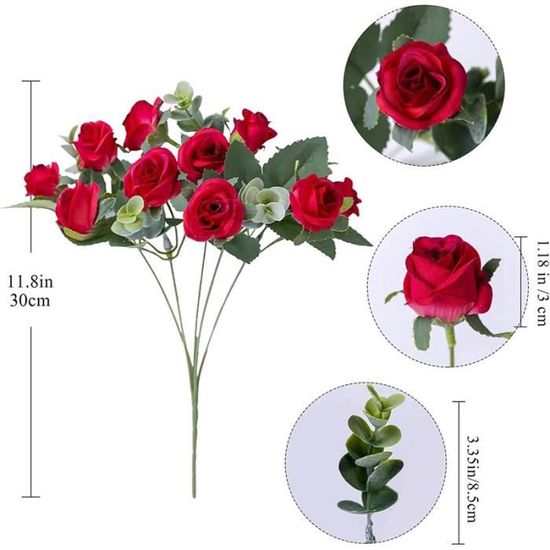ACTOYS 25 Rose Artificielle Rouges, Fausse Fleur, Fleur