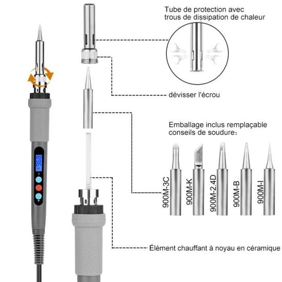 Fer à Souder Professionnel Pointe En T - Réparation écran LCD - 60W - électrique - Neuf