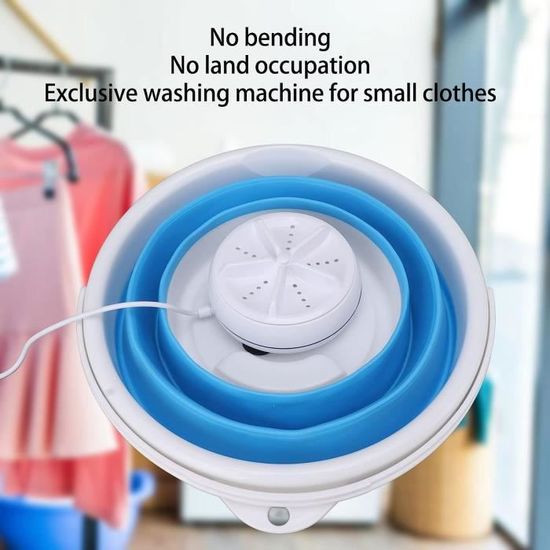 Machine à laver Mini Portable Avec alimentation USB pliable-Bleu