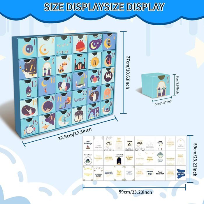 Calendrier De L'Avent Ramadan Pour Enfants - 30 Boîtes à Remplir - Carton épais - Décoration Fête Ramadan Et Aïd - 9