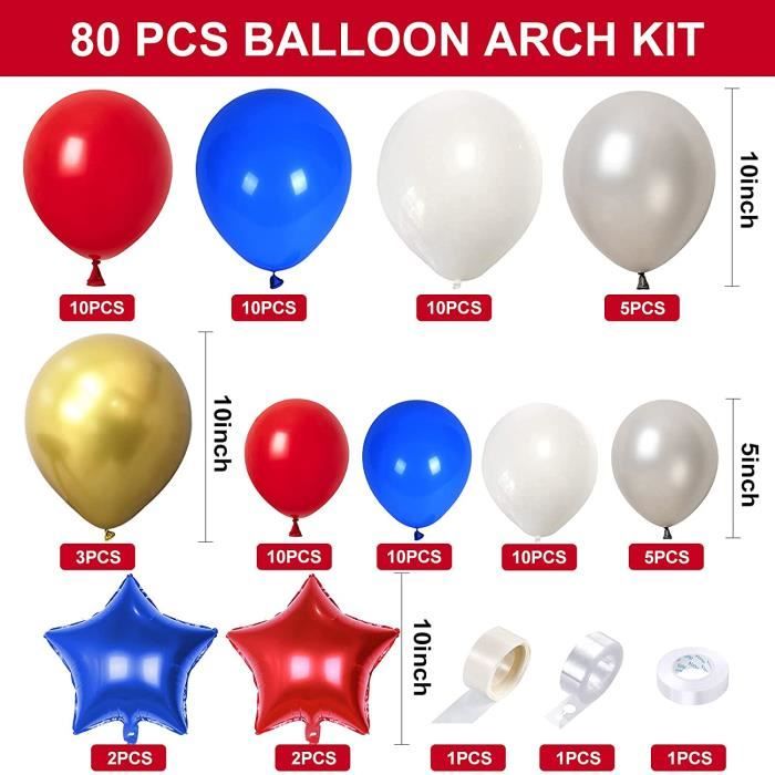Arche Pour Ballon, Arche Ballon Anniversaire, Bleu Blanc Rouge Kit