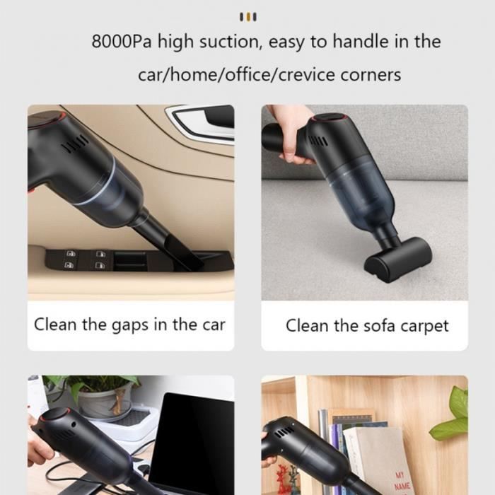 Sverluus Aspirateur à Main Sans Fil 8000Pa 2 En 1 - Aspirateur Voiture Et Maison Portable