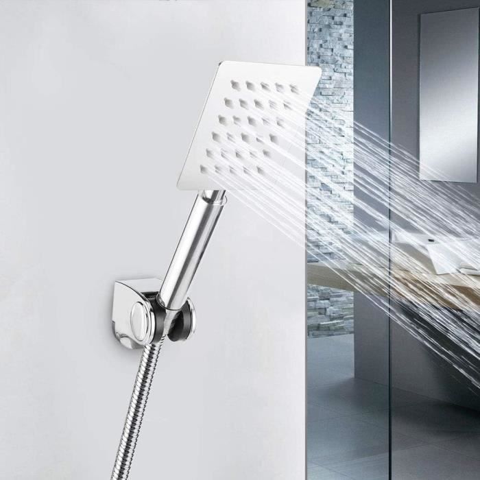 Pommeau de douche à main doré brossé avec tuyau, pulvérisateur de douche à économie d'eau pour salle de bain, support réglable et tuyau de 1,5 m inclus