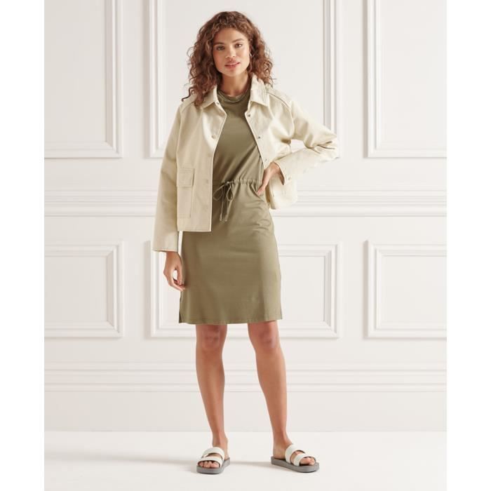 Robe t shirt avec cordon de serrage femme Superdry Ecovero kaki