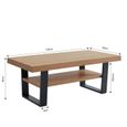 Table basse - BAÏTA - Gamme FELIX - Effet chêne et métal noir - L 120 x P 60 x H 45 cm-2