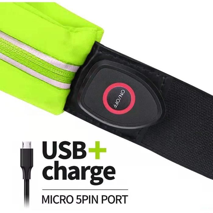 Ceinture de course à pied à LED Rechargeable par USB Ceinture  réfléchissante Ceinture de sport avec fermeture éclair pour la 1