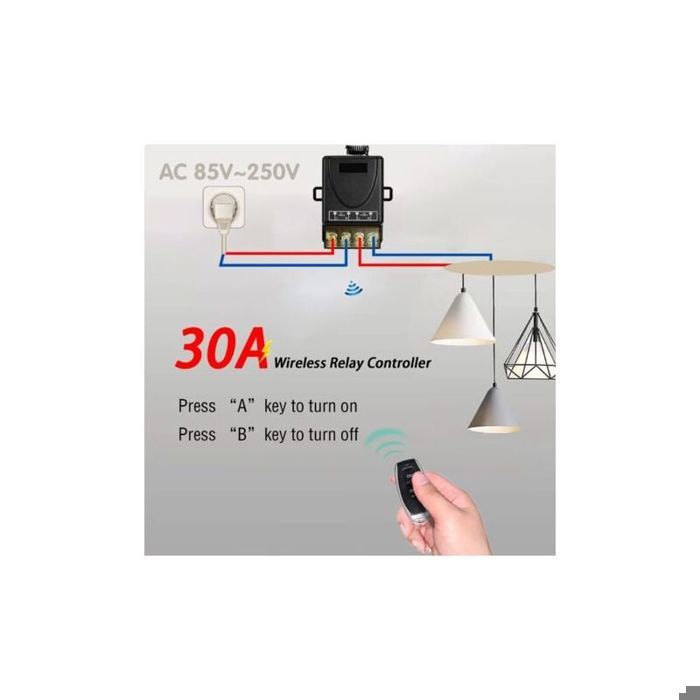 Interrupteur à distance sans fil, 110 V/120 V/240 V/30 A, relais RF sans fil pour appareils ménagers, pompes, plafonniers et équipements électriques avec une longue portée de 100 m (noir Interrupteur à distance sans fil, 110 V/120 V/240 V/30 A, relais RF sans fil pour appareils ménagers, pompes, plafonniers et équipements électriques avec une longue portée de 100 m (noir