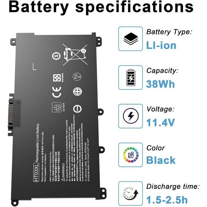 Batterie HP Pavilion HT03XL L11119-855 - 3 Cellules, 3440mAh, 11.34V, Occasion