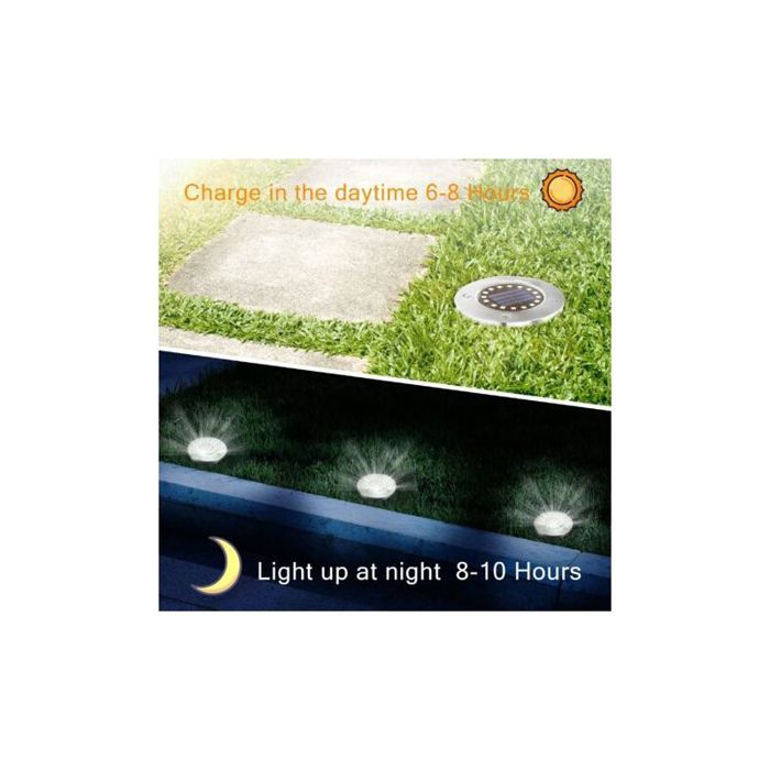 16 LED Lampe Solaire Extérieur-8 Pièces Spot Solaire Jardin Etanche ...