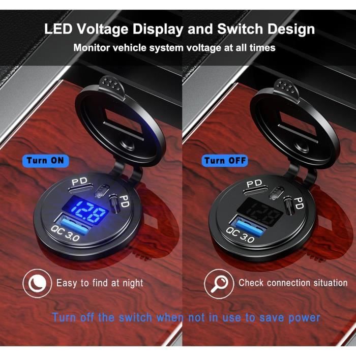 Mineup USB Steckdose 12V 108W - Dual PD3.0 Wasserdicht Für Auto