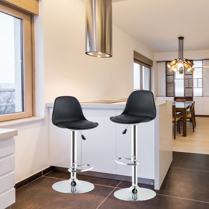 Lot De 2 Tabourets De Bar Réglables Noirs – Hauteur 60-80 Cm, Cuisine