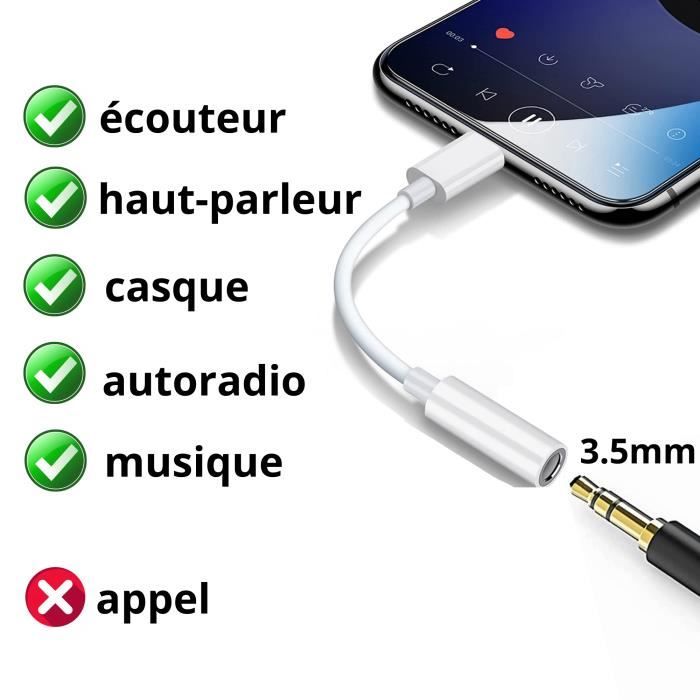 Câble téléphone portable Phonillico Cable Audio Voiture Casque Adaptateur  Prise Jack Auxiliaire pour Xiaomi Gamme MI 11/ MI 10®